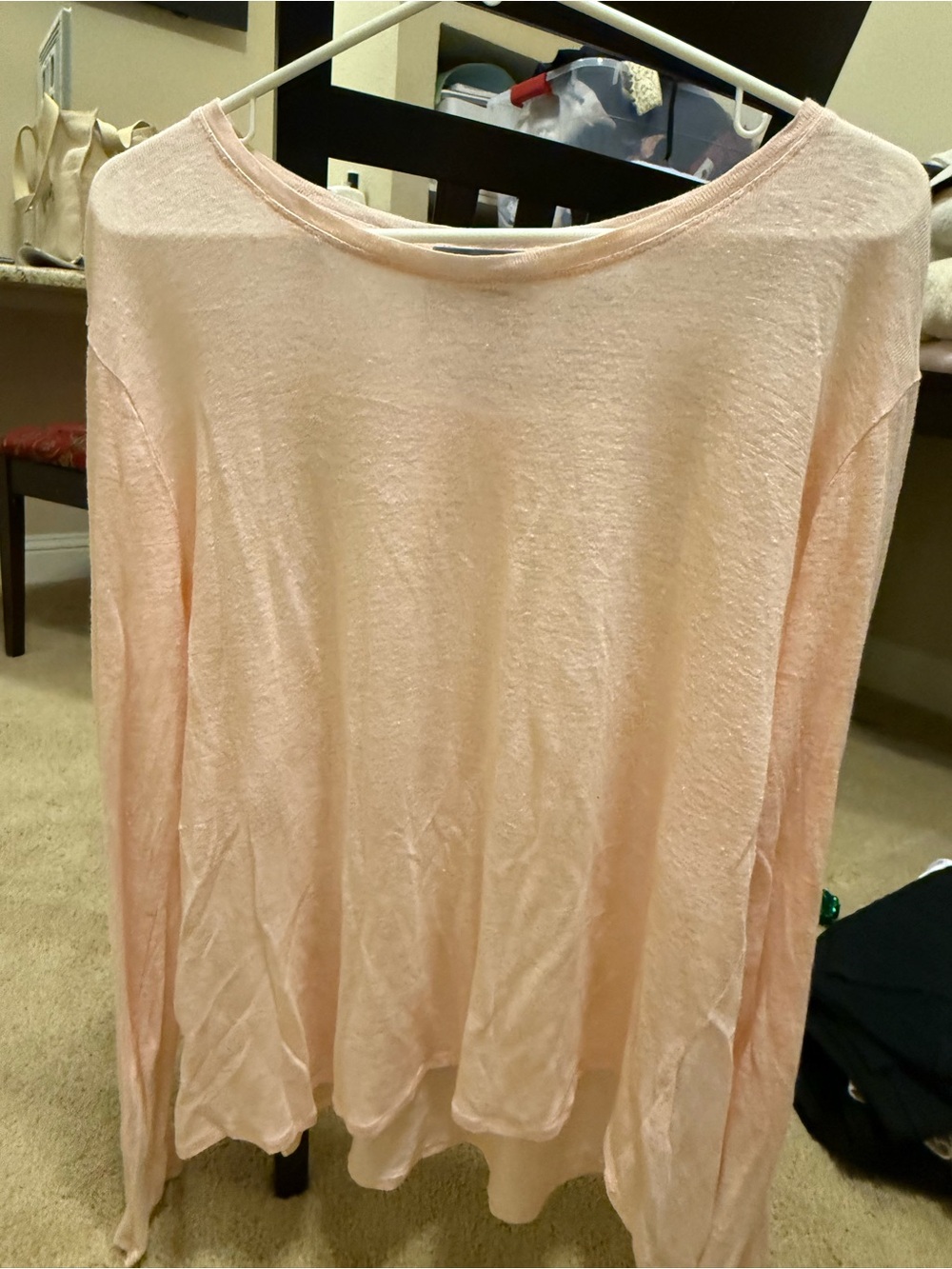 Vince peach Linen Women's Long-Sleeve Lightweight Top